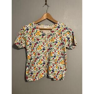 VTG Preston & York T Shirt Womens Petite Small Multicolor Floral Cottagecore 90s